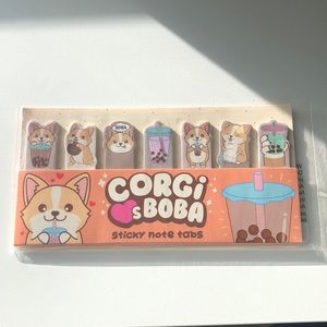 Corgi and boba office sticky tabs